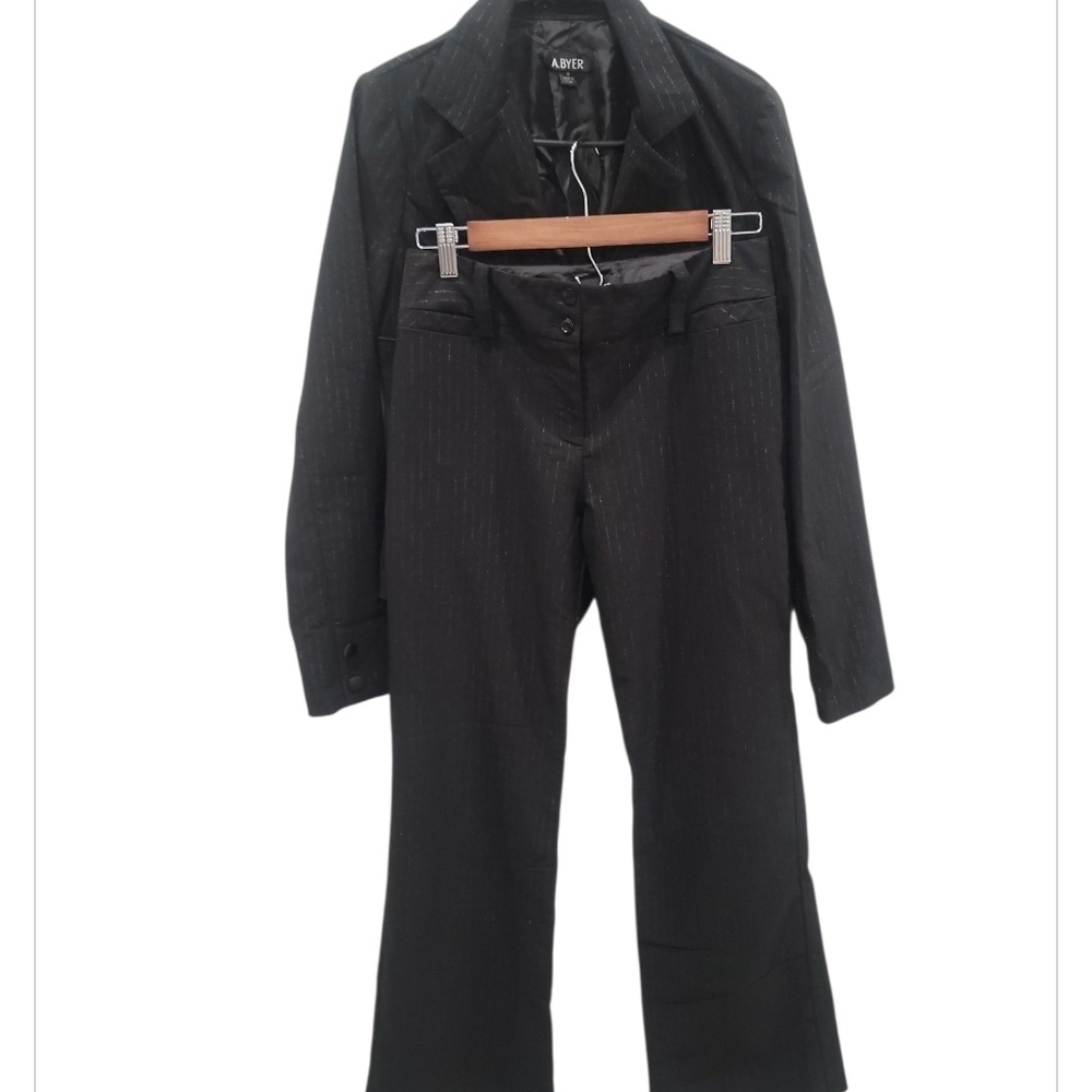 A. Byer Charcoal Pinstripe Pantsuit